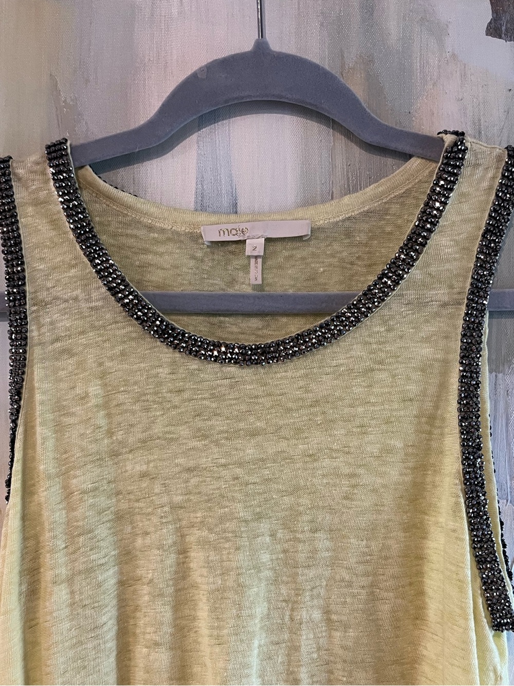 Maje Embellished Beaded Trim Sleeveless Top – Size 2